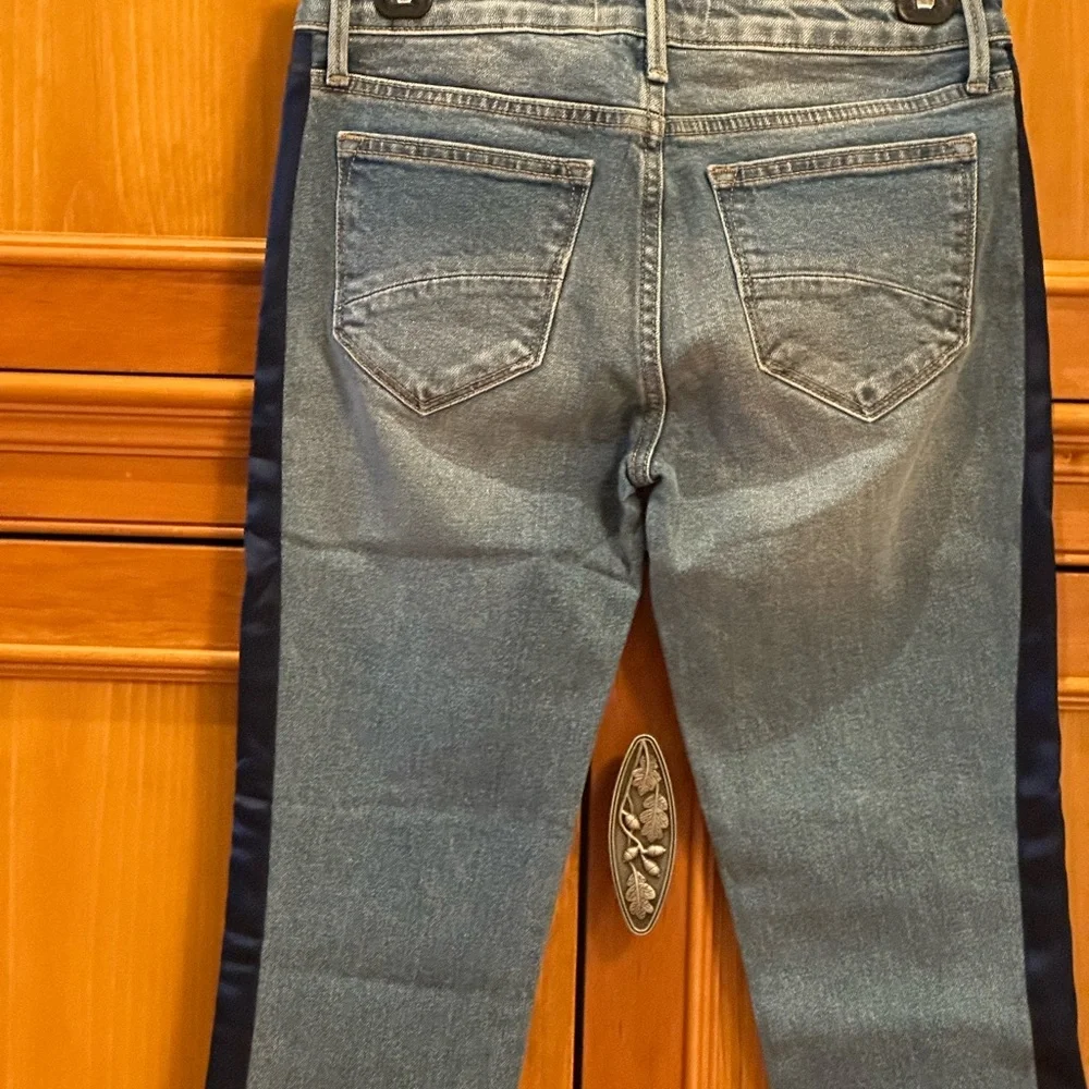 Driftwood Candace Jeans Straight Ankle Length Side Satin Stripe
